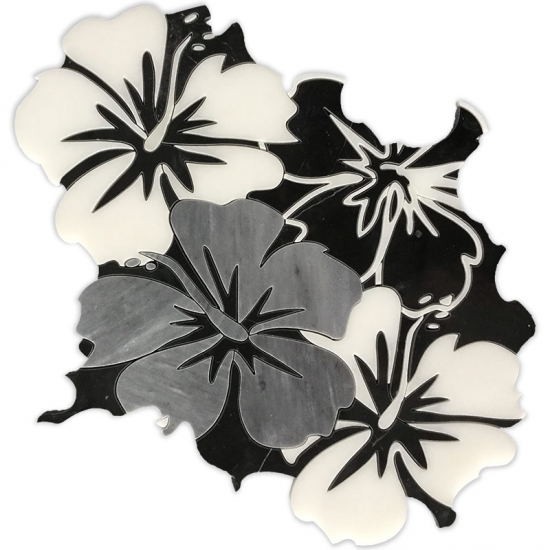 Black And White Waterjet Marble Mosaic Tile